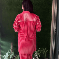 Pink Striped Cotton Co-ord Set